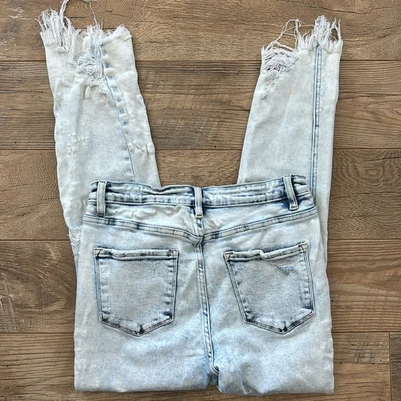Flying Monkey High Rise Ankle Skinny White Wash Distressed Jeans, Size 29 - Picture 7 of 9